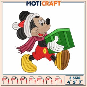 Mickey Mouse Holiday Embroidery Design Digital Download Three Sizes