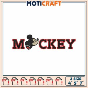 Mickey Mouse Embroidery Design for Crafts in Three Sizes Available