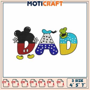 Mickey Dad Embroidery Design 4x5x7 inch