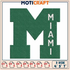 Miami M Embroidery Design 3 Sizes