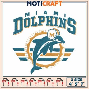 Miami Dolphins Embroidery Design 4x5x7 Inch