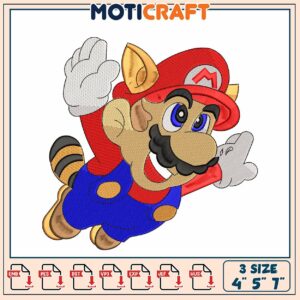 Mario Raccoon Embroidery Design