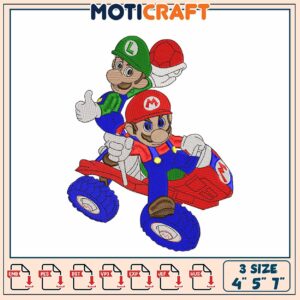 Mario Kart Embroidery Design 4x5x7 Inch