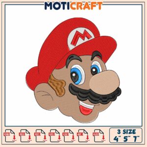 Mario Embroidery Design 4x5x7 Inch Formats