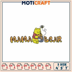 Mama Bear Embroidery Design Cute Bear Nursery Decor File Set