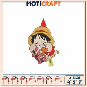 Luffy Eating Embroidery Design