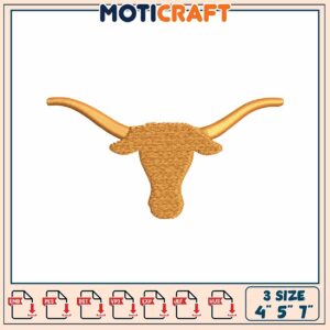 Longhorn Embroidery Design 3 Sizes