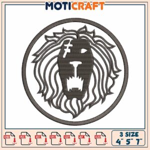 Lion Embroidery Design 4x5x7 Inch
