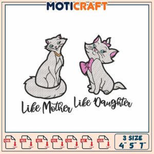 Like Mother Like Daughter Cat Embroidery