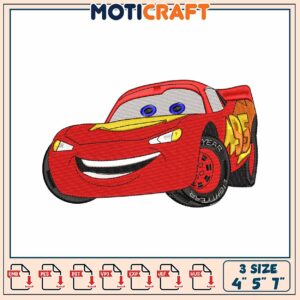 Lightning McQueen Embroidery Design for Kids Projects 3 Sizes