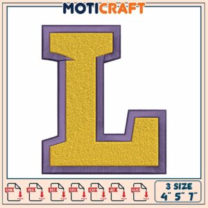 Letter L Embroidery Design 4x5x7 Inch