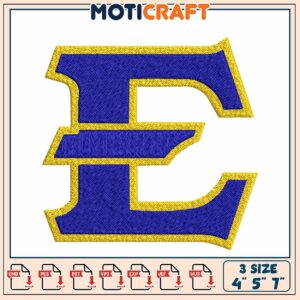 Large Embroidered Letter E Design in Three Sizes for Customization