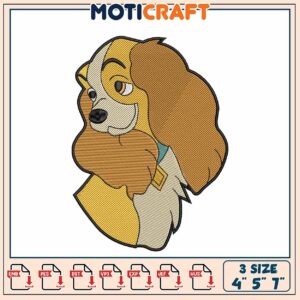 Lady Dog Embroidery Design 3 Sizes