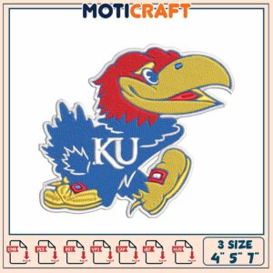 KU Jayhawk Embroidery Design 4x5x7 Inches