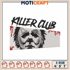 Killer Club Embroidery Design 4x7 Inch