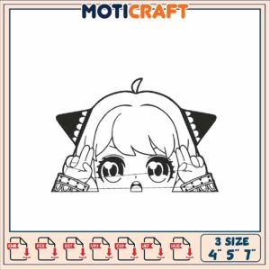 Kawaii Girl Embroidery Design 4x7 Inch