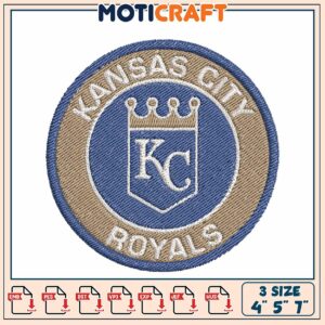 Kansas City Royals Embroidery Patch Design in Three Sizes