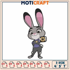 Judy Hopps Embroidery Design 3 Sizes
