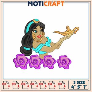 Jasmine Embroidery Design 3 Sizes