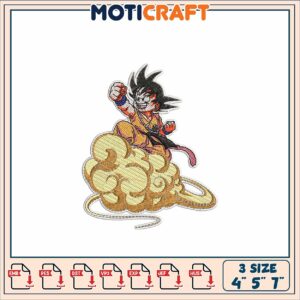 Goku Flying Nimbus Embroidery Design 4x5x7 Inch