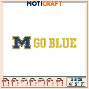 Go Blue Embroidery Design - 3 Sizes