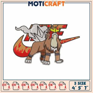 Entei Nike Embroidery Design 4x5x7 Inch