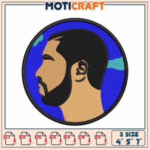 Embroidery Patch Design Inspirational Male Profile Art 4x5 7 Inches