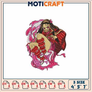 Elegant Embroidery Design of a Stylish Character in Three Sizes
