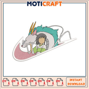 Whimsical Dragon and Girl Embroidery Design Instant Download