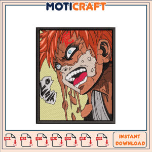 Vibrant Anime Character Embroidery Design Instant Download