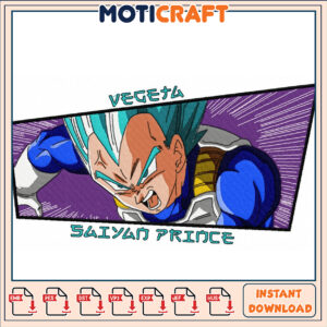Vegeta Saiyan Prince Embroidery Design
