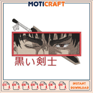 Stylish Embroidery Design of Japanese Warrior Face Art