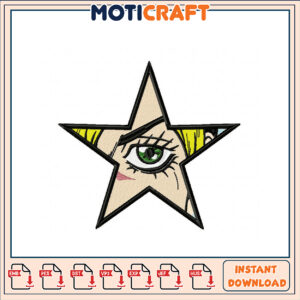 Star Eye Embroidery Design Instant Download