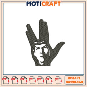 Spock Vulcan Hand Embroidery Design Instant Download