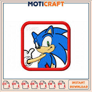 Sonic Embroidery Design Instant Download
