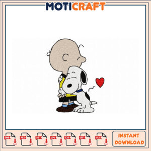 Snoopy & Charlie Brown Hug Embroidery Design
