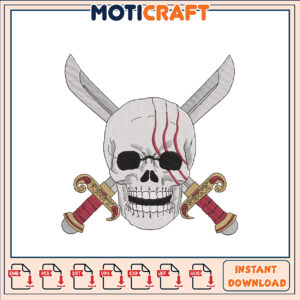 Skull Swords Embroidery Design