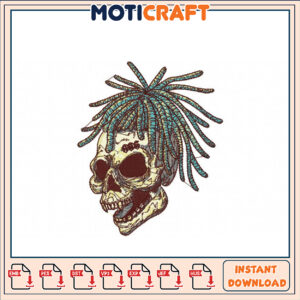 Skull Dreadlocks Embroidery Design