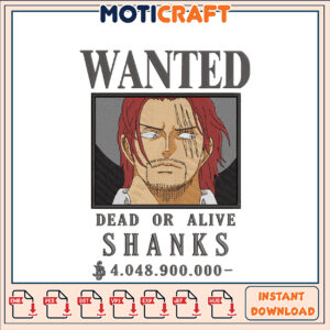 Shanks Wanted Embroidery Design