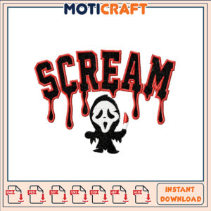 Scream Ghost Embroidery Design