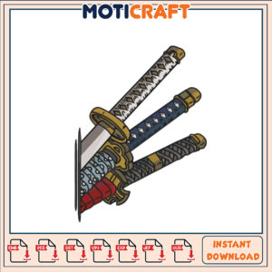 Samurai Swords Embroidery Design Instant Download