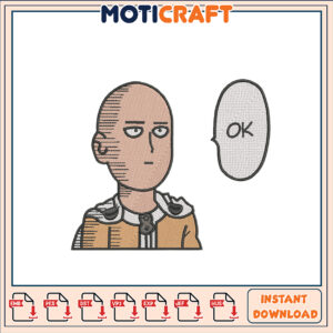 Saitama Embroidery Design Instant Download for Projects