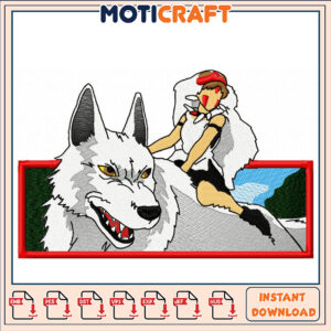 Princess Mononoke Wolf Embroidery Design