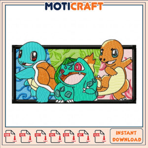 Pokemon Starter Embroidery Design