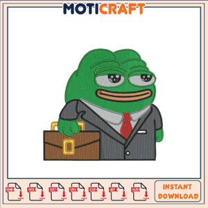Pepe Frog Businessman Embroidery Design