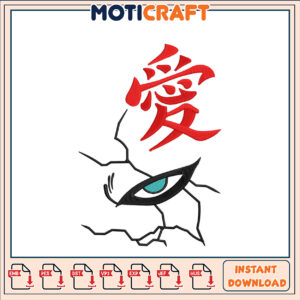 Option 1 (Focus on Design)  Naruto Eye & Love Embroidery Design Instant Download