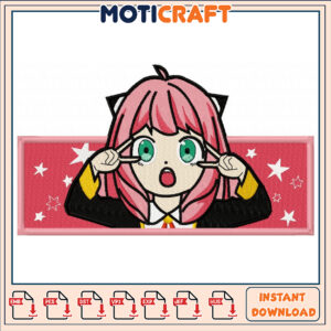 Kawaii Anime Girl Embroidery Design