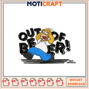 Homer Simpson Out of Beer Embroidery Design