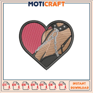 Heart Chains Embroidery Design Instant Download