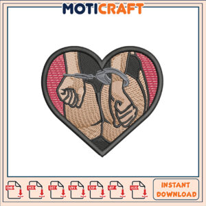 Heart Cuffs Embroidery Design Instant Download